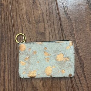 Rose gold and Cream Cowhide Keychain Pouch